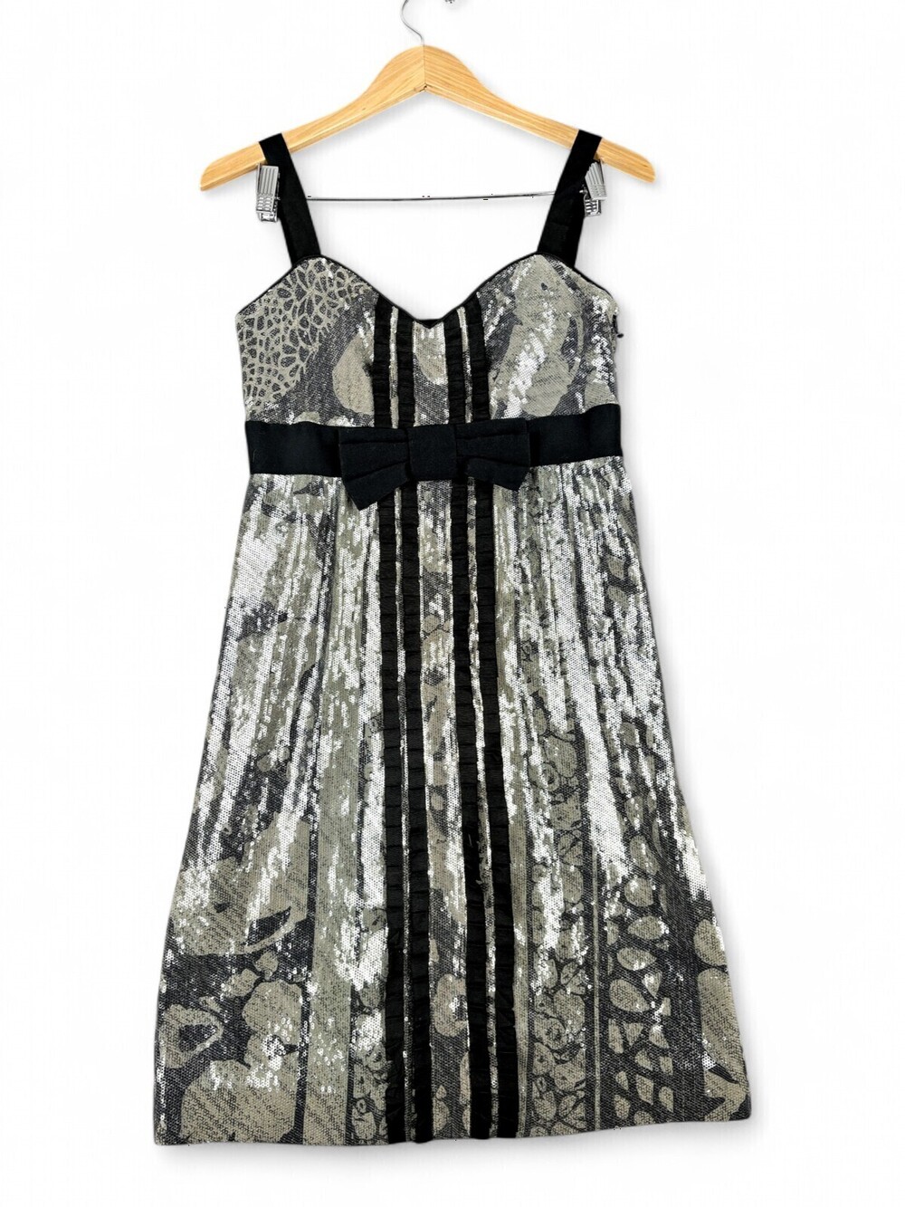 Diane von Furstenberg Sequin Midi Dress Size 6 Bow Waist